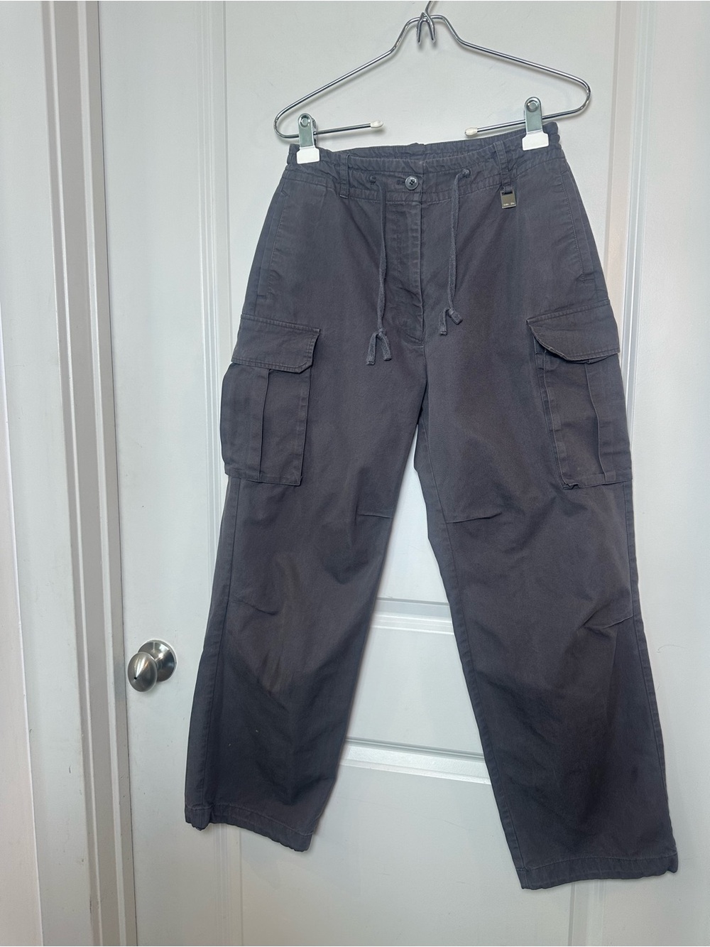 MATIN KIM AUTUMN CARGO UTILITY KOREAN DESIGNER PANTS IN GREY, SMALL
